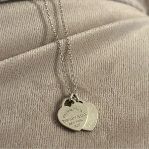 Authentic Tiffany & Co Sterling Necklace 2 Hearts Please Return to Tiffany & Co.